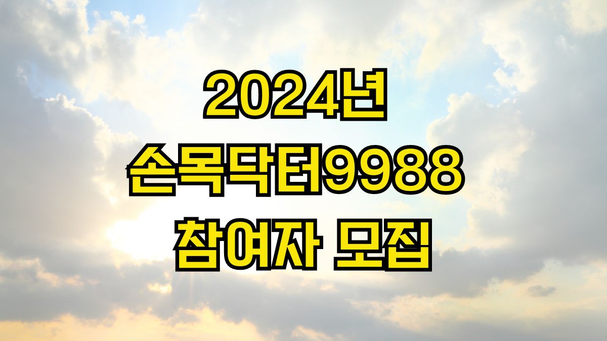 2024년 손목닥터9988 참여자 모집