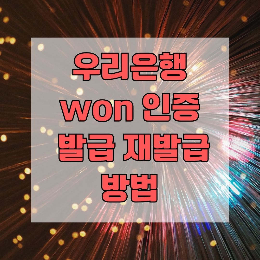 우리은행 won 인증서 발급 재발급 방법