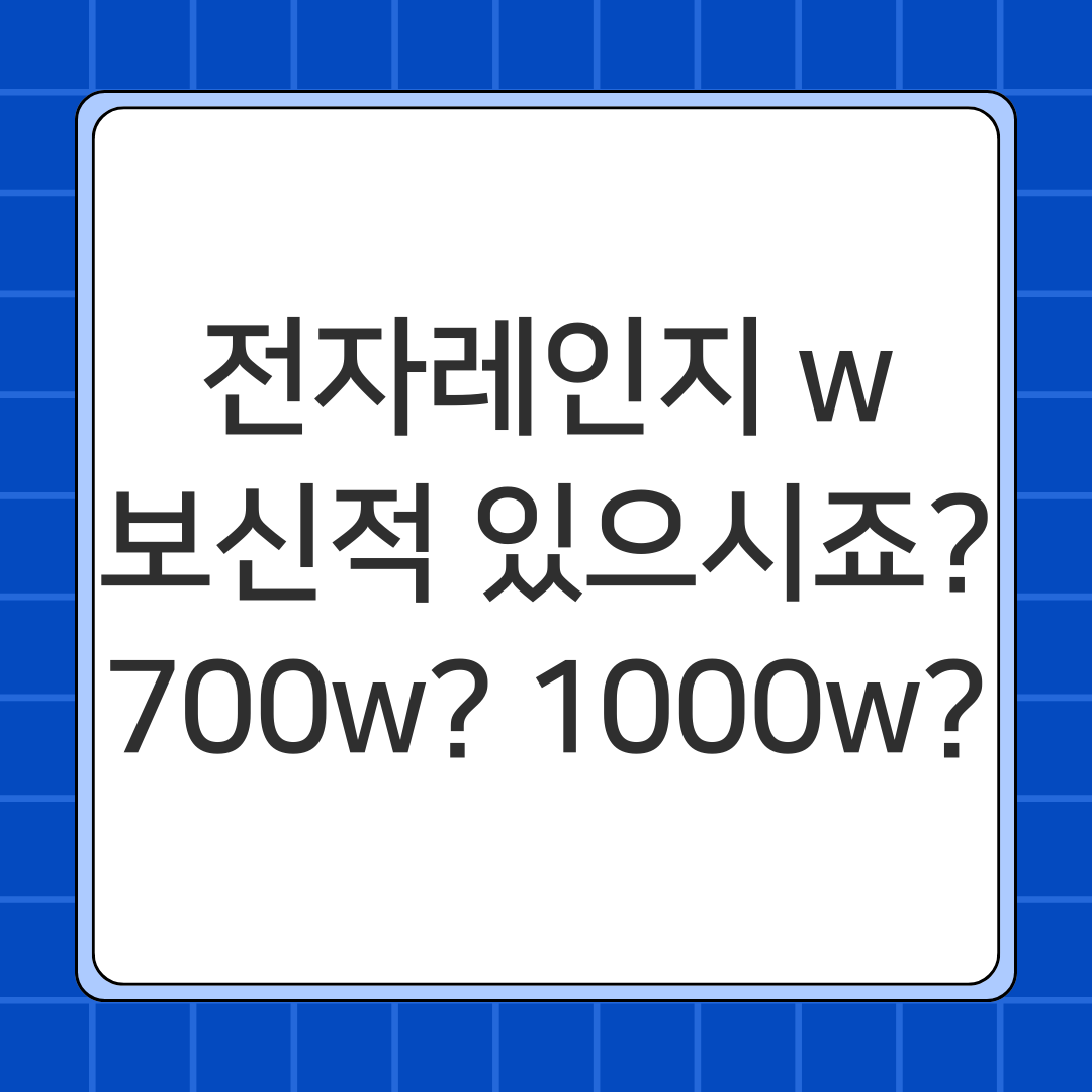전자레인지 w 보신적