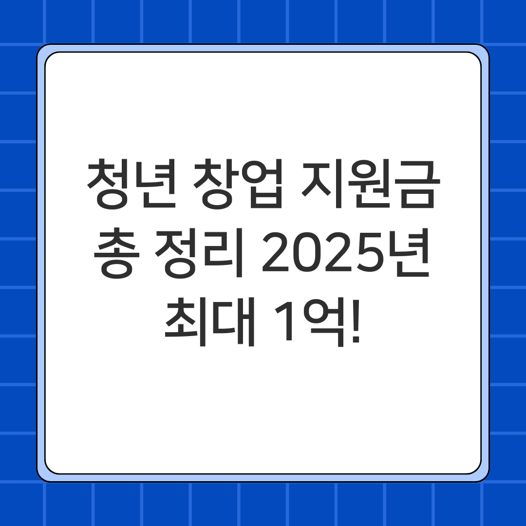 청년 창업 지원금 총 정리 2025년, 최대 1억!