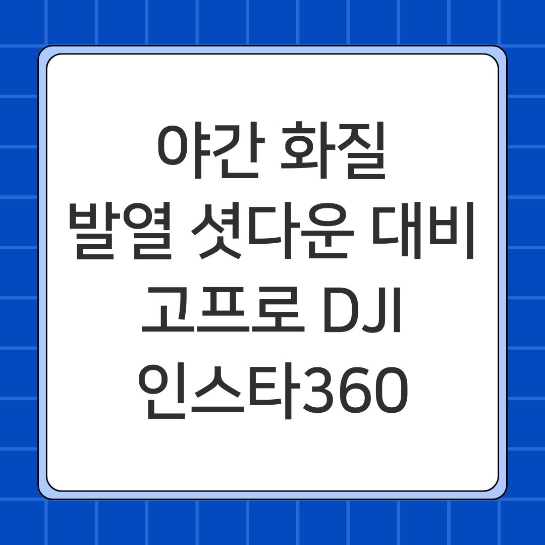 야간 화질 발열 셧다운 대비 고프로 DJI 인스타360